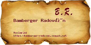 Bamberger Radován névjegykártya